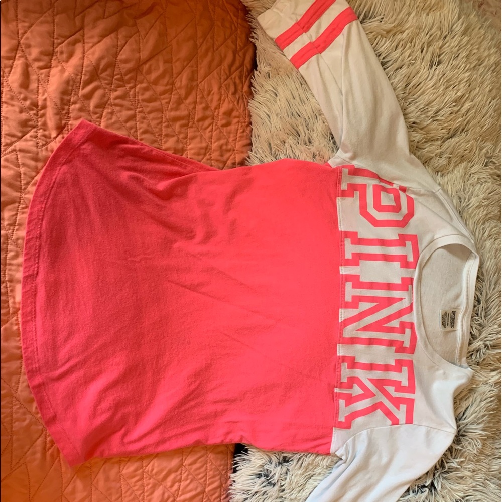 PINK 3 Quarter inch sleeve crew neck t-shirt